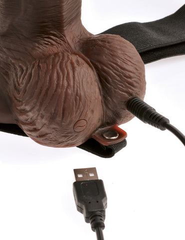 8" Hollow Rechargeable Strap-on with Remote