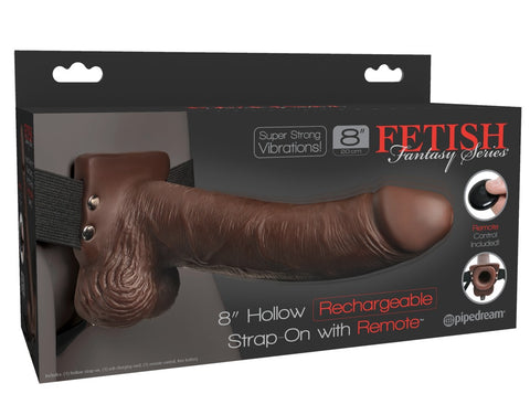 8" Hollow Rechargeable Strap-on with Remote