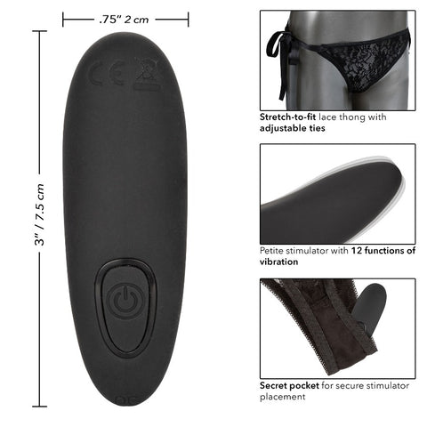 Bikini cu Vibrator Remote Control 12 Moduri Vibratii Silicon USB Negru OS