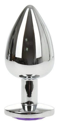Dop Anal Metallic Buttplug Large Argintiu/Mov Passion Labs
