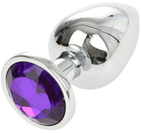 Dop Anal Metallic Buttplug Large Argintiu/Mov Passion Labs