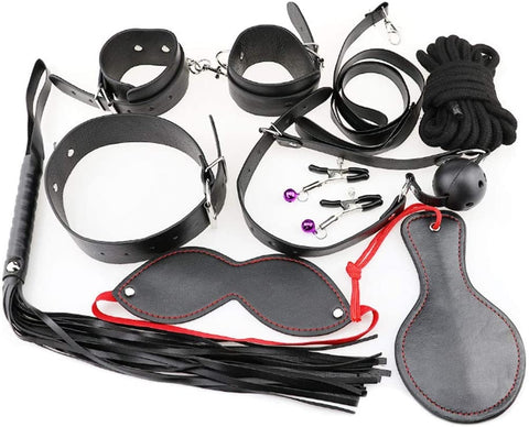 Set BDSM 8 Piese Negru/Rosu Guilty Toys
