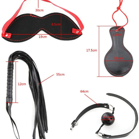 Set BDSM 8 Piese Negru/Rosu Guilty Toys