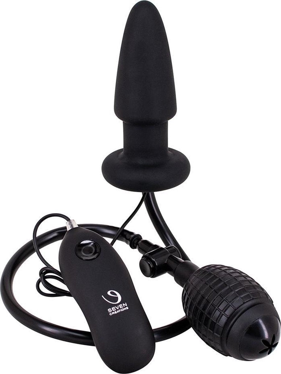 Dop Anal Gonflabil cu Vibratii Silicon Negru 12 cm Fanny Hill's
