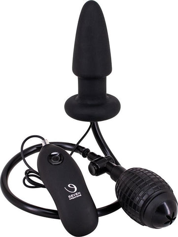 Dop Anal Gonflabil cu Vibratii Silicon Negru 12 cm Fanny Hill's