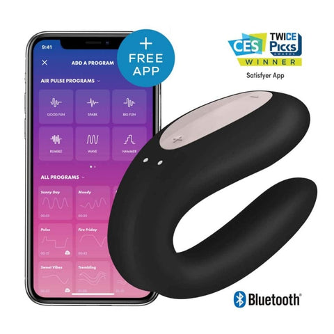 Vibrator Cuplu Double Joy Satisfyer Free App Black