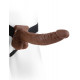 Fetish Fantasy Series Hollow Strap-on with balls 9 inch Brown