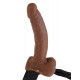 Fetish Fantasy Series Hollow Strap-on with balls 9 inch Brown