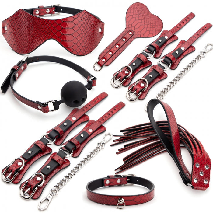 Set BDSM Snake Effect 7 Pieces Red Passion Labs