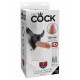 King Cock 7 inch Uncut with Strap on Harness Flesh