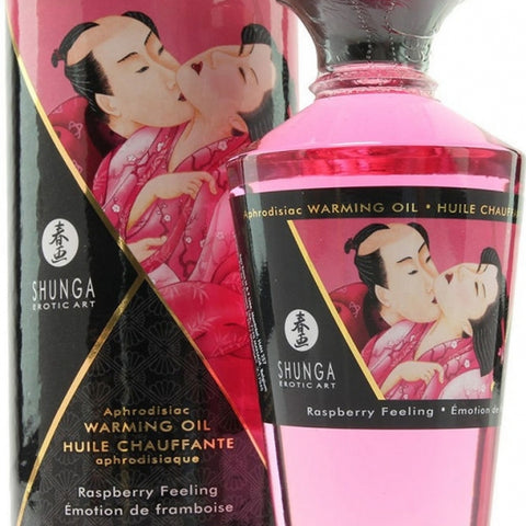 Shunga Aphrodisiac Oil with Heating Effect - Raspberry 100 ml